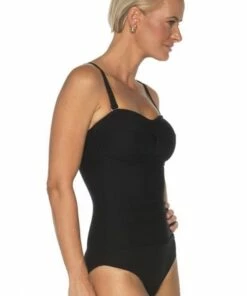 Togs Swimwear Textured Bandeau One Piece Black -Cheap Swimweargalore Store tog1001156.001 texturedbandeau op4