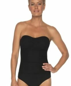Togs Swimwear Textured Bandeau One Piece Black