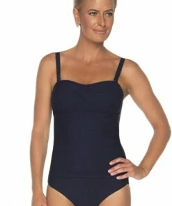 Togs Swimwear Textured Bandeau One Piece Navy -Cheap Swimweargalore Store tog1001166.440 texturedbandeau op2 1