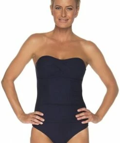 Togs Swimwear Textured Bandeau One Piece Navy