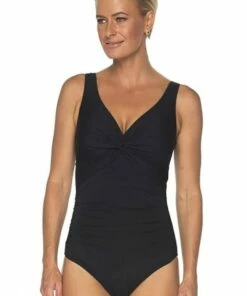 Togs Swimwear Twist Front One Piece Black -Cheap Swimweargalore Store tog1012012.001 twistfront op2