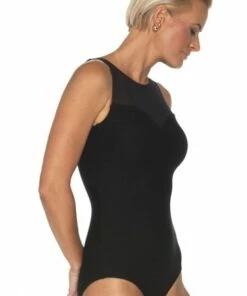 Togs Swimwear Textured Mesh High Neck One Piece Black -Cheap Swimweargalore Store tog1026156.001 texturedmesh highneck op4