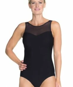 Togs Swimwear Textured Mesh High Neck One Piece Black -Cheap Swimweargalore Store tog1026156.001 texturedmesh highneck op5