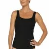 Togs Swimwear Textured Square Neck One Piece Black