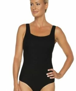 Cheap Swimweargalore Store 9 Togs Swimwear Textured Square Neck One Piece Black