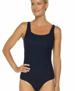 Togs Swimwear Togs Textured Square Neck One Piece Navy