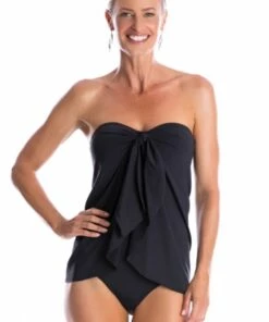 Togs Swimwear Overlay Bandeau One Piece Black