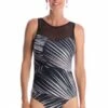 Togs Swimwear Silver Fern High Neck One Piece Black/Silver