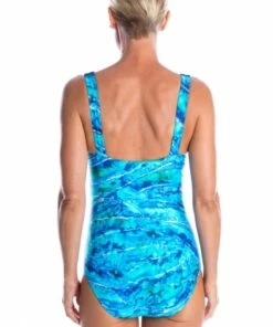 Togs Swimwear Sea Opal Frill One Piece Green/Blue -Cheap Swimweargalore Store tog1947802.907 togs sea opal frill one piece back