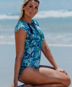 Togs Swimwear Paua Sunsuit Blue/Aqua -Cheap Swimweargalore Store tog21p2023.945 togs swimwear paua sunsuit2