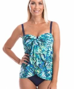 Togs Swimwear Paua Overlay Bandeau One Piece Blue/Aqua