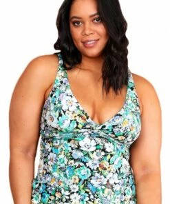 Monte & Lou Vintage Vacay Twist Tankini Separate Black