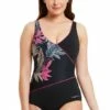 Zoggs Aruba Wrap Front One Piece Black/Pink