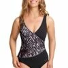 Zoggs Virtual Skin Wrap Front One Piece Black