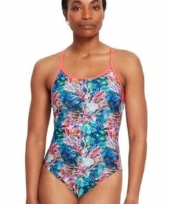 Zoggs Sea Scape Sprintback One Piece Navy/Coral