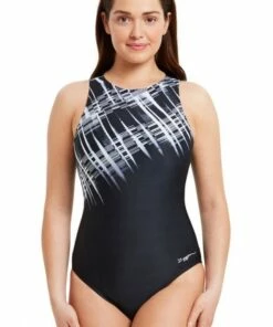 Zoggs Graffix Hi Front One Piece Black/White