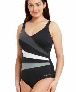Zoggs Wrap Panel Classicback One Piece Black/Grey